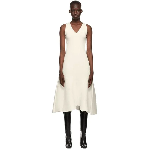 Ami | Dresses | Nwt Ami Alexandre Mattiussi Women Off White Ribbed Tank  Dress Sz Xs Midi Mermaid | Poshmark